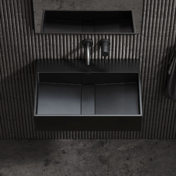 THINN - Wall-mounted single Resin Stone washbasin by LUSSO - view 3