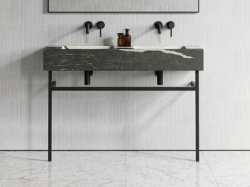 VERNANTE - Floor-standing double marble console sink with towel rail by LUSSO - view 2