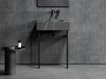 VERNANTE - Single Pietra Grey marble console sink with towel rail by LUSSO - view 2