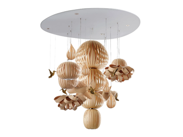 CANDELABRO - Handmade wood veneer pendant lamp by LZF - view 2