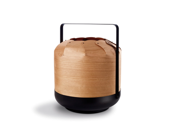 CHOU - Wood veneer and metal table lamp / lantern by LZF - view 2