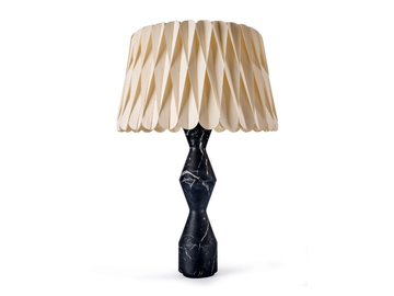 LOLA LUX - Handmade wood veneer and natural stone table lamp by LZF - view 2