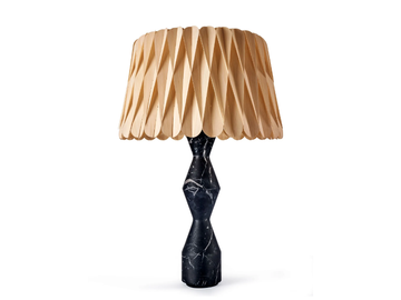 LOLA LUX - Handmade wood veneer and natural stone table lamp by LZF - view 3