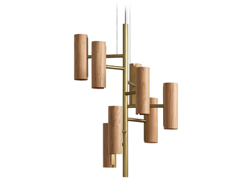 BLACK NOTE CHANDELIER - Wood veneer and metal pendant lamp by LZF - view 2