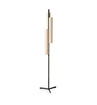 BLACK NOTE TRIPLET - Handmade wood veneer and metal floor lamp by LZF - view 3