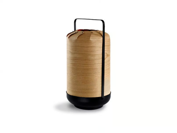 MINI-CHOU - Wood veneer and metal table lamp / lantern by LZF - view 2
