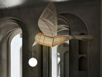 BIG BIRD HORIZONTAL - Handmade wood veneer pendant lamp by LZF - view 3