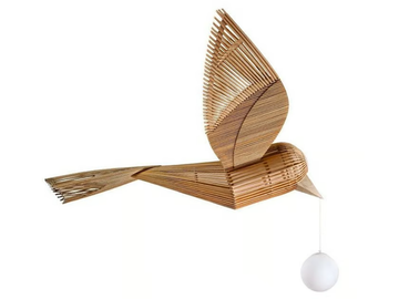 BIG BIRD HORIZONTAL - Handmade wood veneer pendant lamp by LZF - view 2