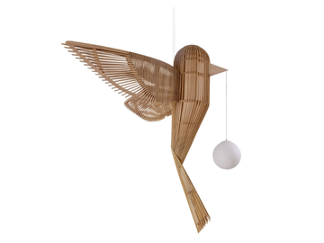 BIG BIRD VERTICAL - Handmade wood veneer pendant lamp by LZF - view 2