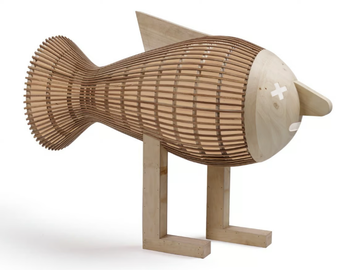 WALKING FISH - Handmade wood veneer floor lamp by LZF - view 2