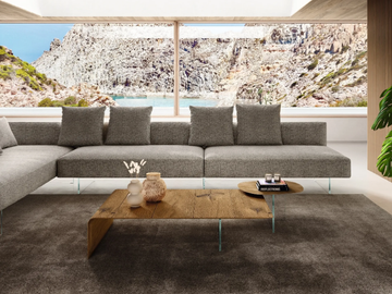 LEAN - Rectangular wood and glass coffee table by Lago - view 2