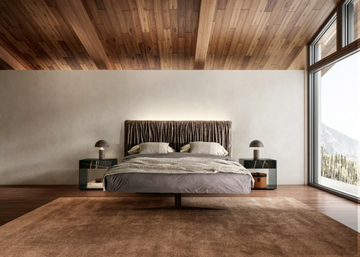 STEEL REPLIS - Double bed with upholstered headboard by Lago - view 3