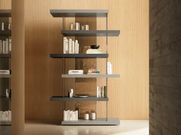 AIR - 1462 - Open freestanding wood and glass bookcase by Lago - view 2