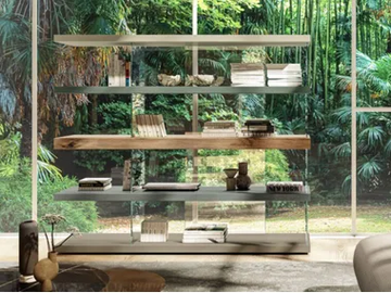 AIR - 1465 - Open freestanding wood and glass bookcase by Lago - view 2