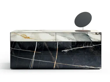 MATERIA - 2144 - Marble effect glass chest of drawers by Lago - view 2