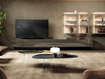 MATERIA - 2673 - Wall-mounted glass storage wall with integrated lighting by Lago - view 2