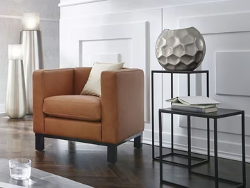 BELLA - Leather armchair with armrests by Lambert - view 2