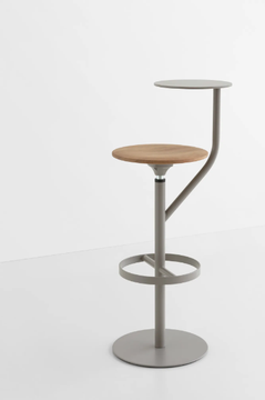 AARON OUTDOOR - Swivel stainless steel and wood garden stool by Lapalma - view 3