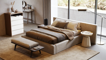 DANGAR - Fabric double bed with upholstered headboard by Laskasas - view 3