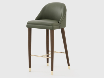 ESTORIL - Upholstered leather stool with back by Laskasas - view 2