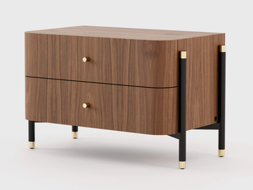 ROSIE - Rectangular walnut bedside table with drawers by Laskasas - view 2