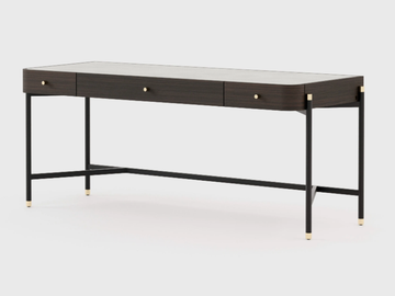 ROSIE - Rectangular stainless steel and wood writing desk with drawers by Laskasas - view 3