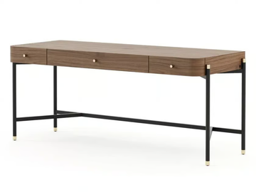 ROSIE - Rectangular stainless steel and wood writing desk with drawers by Laskasas - view 2
