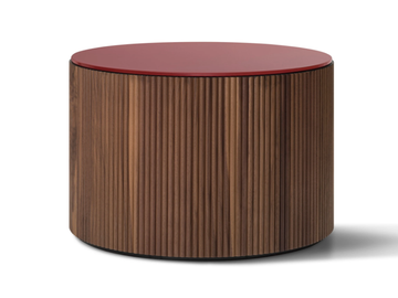 DRUM - Round solid walnut coffee table with back painted glass top by Lema - view 2