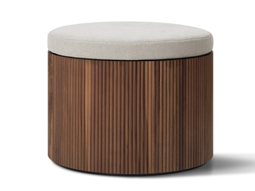 DRUM - Canaletto walnut pouf with cushion covered in fabric by Lema - view 2
