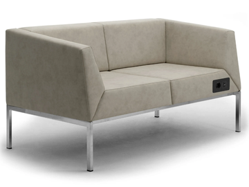 KOS - 2 seater fireproof leather sofa with USB socket by Leyform - view 2