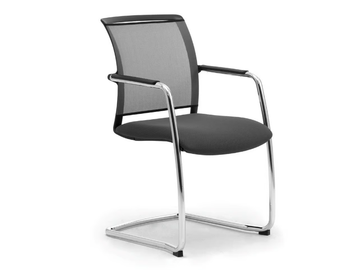 COMETA - Cantilever mesh and chromed steel chair with armrests by Leyform - view 2