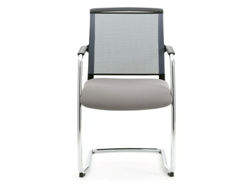 COMETA - Cantilever mesh and chromed steel chair with armrests by Leyform - view 3