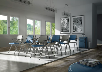 KEY OK - Chrome plated steel and fabric chair with armrests by Leyform - view 3