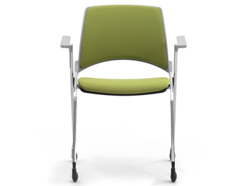 KEY OK - Chrome plated steel and fabric chair with armrests by Leyform - view 2