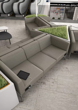 KOS - 3 seater fireproof wool sofa with USB socket by Leyform - view 3