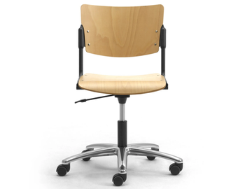 LAMIA - Wooden office chair with castors with 5-Spoke base by Leyform - view 3
