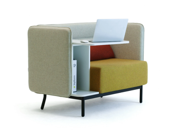 AROUND - Fabric armchair with integrated magazine rack by Leyform - view 2
