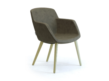 GAIA - Leather chair with armrests by Leyform - view 2