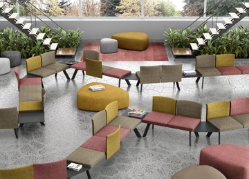 OLA - Modular fabric bench for contract with back by Leyform - view 3