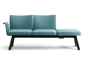 OLA - Modular fabric bench for contract with back by Leyform - view 2