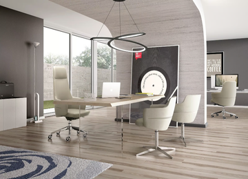 OPERA - Swivel with 4-spoke base leather chair with armrests by Leyform - view 3