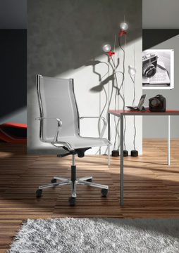 ORIGAMI RE - Leather office chair with 5-Spoke base with armrests by Leyform - view 3