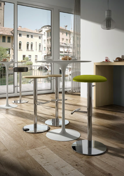 PUNTO - High swivel multi-layer wood and chrome steel stool by Leyform - view 3