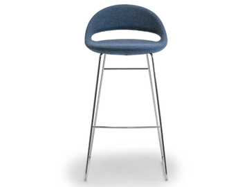 SAMBA - High sled base steel and fabric stool with back by Leyform - view 3