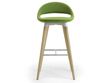 SAMBA - High wooden and fabric stool with back by Leyform - view 3