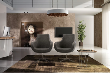 VICTORIA - With 4-spoke base leather easy chair with armrests by Leyform - view 3