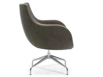 VICTORIA - Trestle-based leather easy chair with armrests by Leyform - view 3