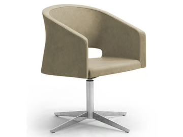 REEF - With 4-spoke base leather easy chair with armrests by Leyform - view 2