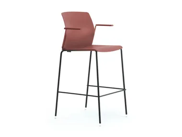 OCEAN - High recycled plastic stool with armrests by Leyform - view 2