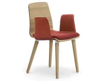 ZEROSEDICI WOOD - Wood veneer chair with armrests with integrated cushion by Leyform - view 2